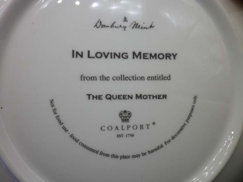 Queen Mother (England) Danbury Mint celebration display plate. Coalport 20cm