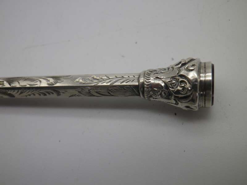 Antique Silver propelling pencil with agate finial inset