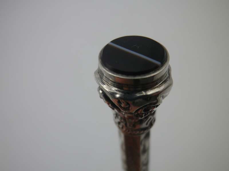 Antique Silver propelling pencil with agate finial inset