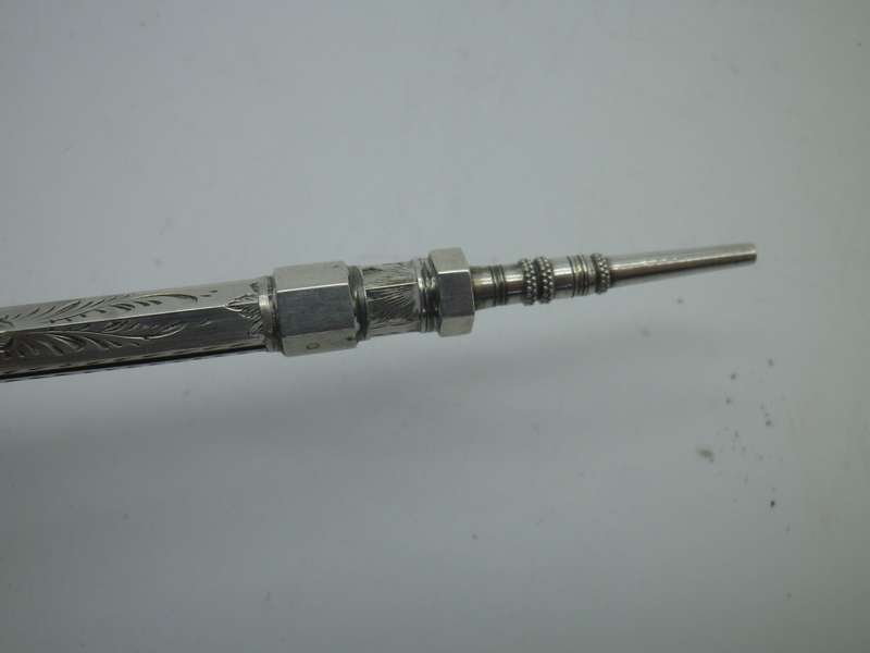 Antique Silver propelling pencil with agate finial inset