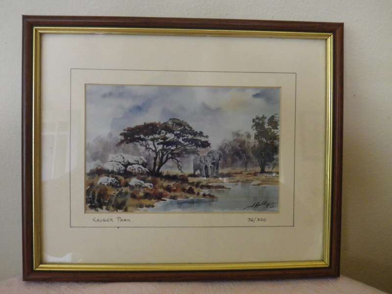 PAIR KRUGER NATIONAL PARK FRAMED Limited Edition SIGNED PRINTS 27x 22cm