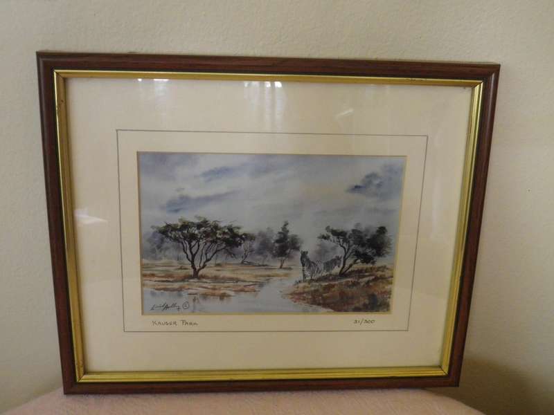 PAIR KRUGER NATIONAL PARK FRAMED Limited Edition SIGNED PRINTS 27x 22cm