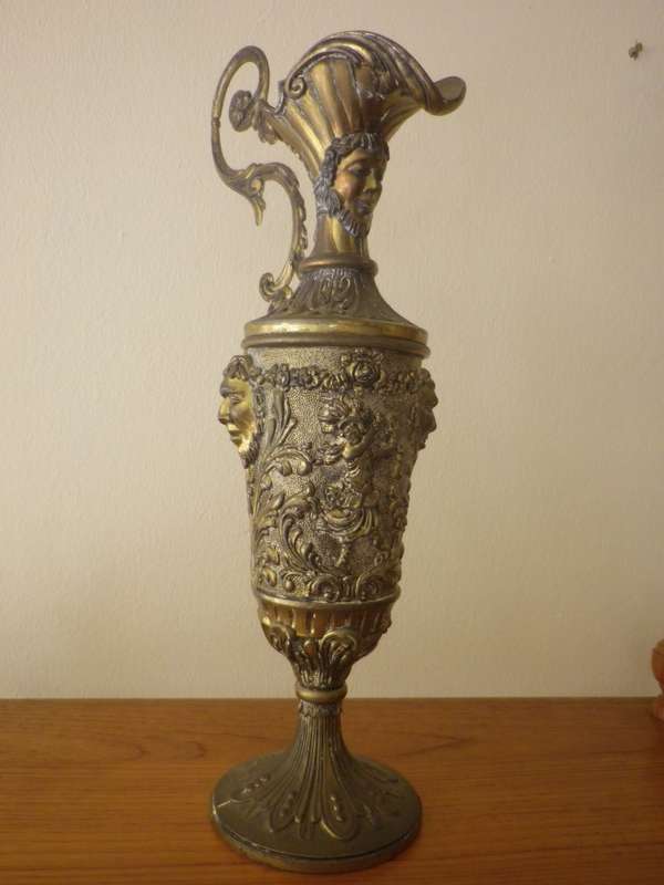 Italian Baroque Style Vintage Metal Ewer. Opens to become a chalice 41.5 cm tall