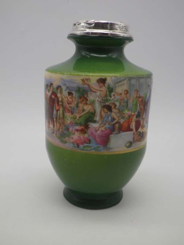 Antique Victorian porcelain vase with Hallmarked Silver rim. London 1910