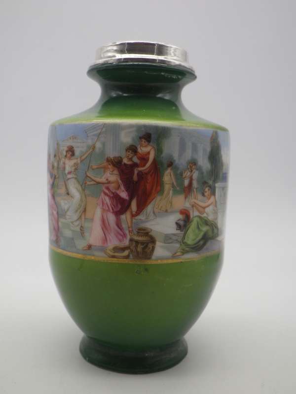 Antique Victorian porcelain vase with Hallmarked Silver rim. London 1910