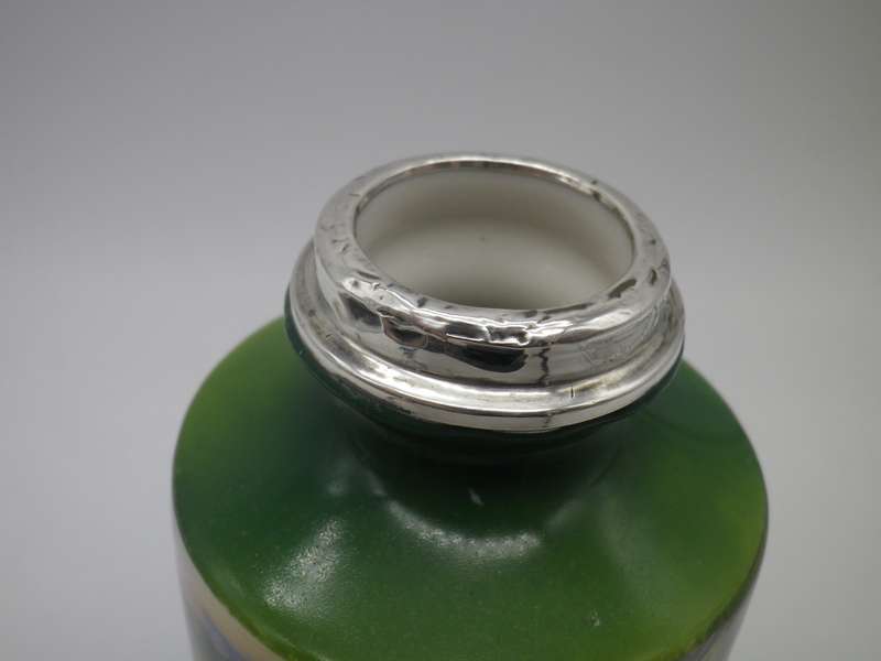 Antique Victorian porcelain vase with Hallmarked Silver rim. London 1910