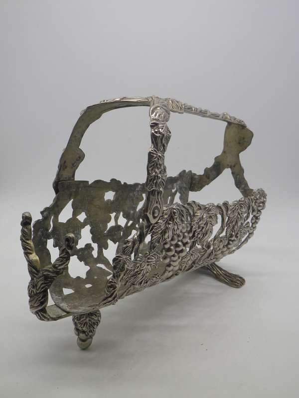 WINE BOTTLE HOLDER & pourer -pewter or silver plate . Vintage Godinger. Adjustable.