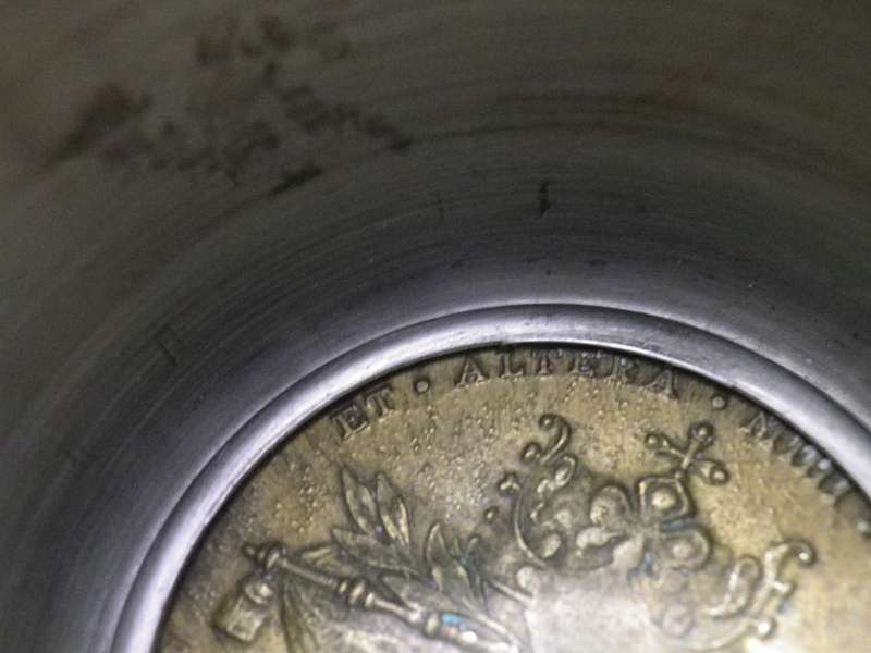 Vintage 18/8 Stainless Steel Italy cyclindrical Container. Maria Anna Augusta Ferdnandi medal in lid