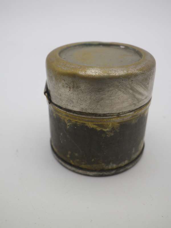 Antique (probably Victorian) Miniature travelling inkwell. Glass inner intact