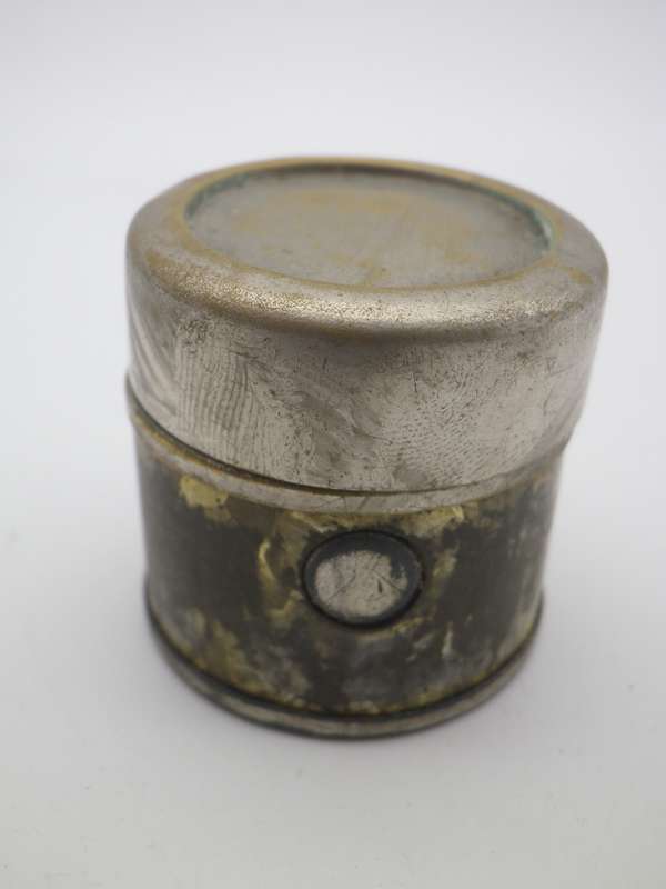 Antique (probably Victorian) Miniature travelling inkwell. Glass inner intact