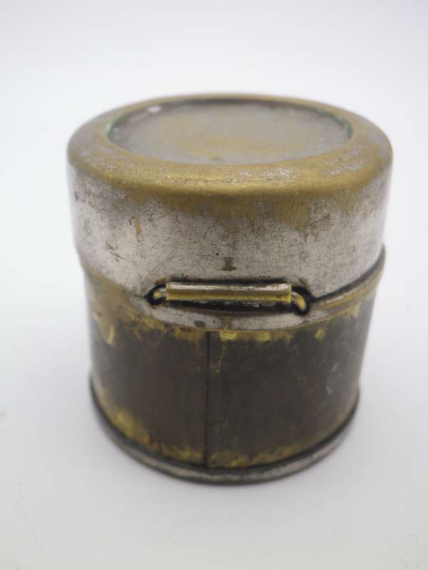 Antique (probably Victorian) Miniature travelling inkwell. Glass inner intact