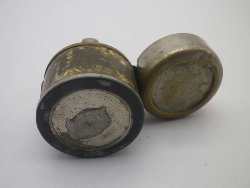 Antique (probably Victorian) Miniature travelling inkwell. Glass inner intact