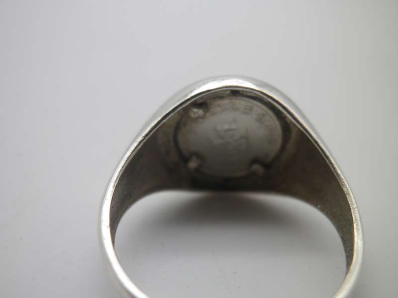 Sterling Silver Ring set with MEXICAN COIN Size P 1/2. 3.3 grams