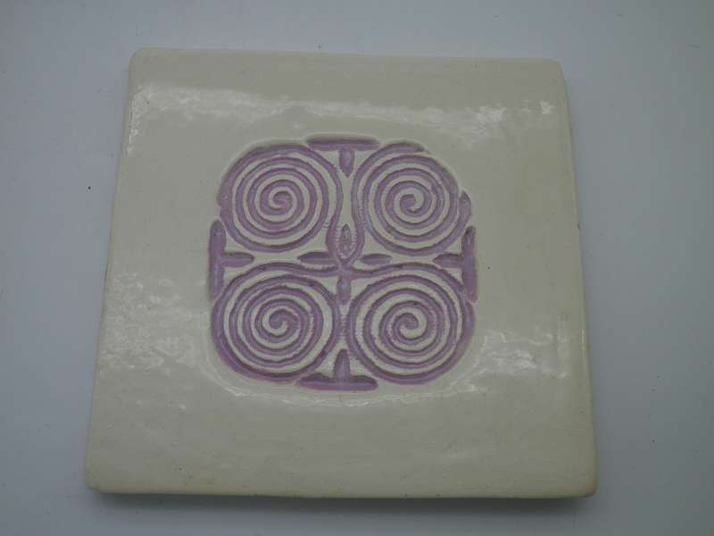 EIGHT Hand Made 10cm square glazed ceramic tiles. Lovely!
