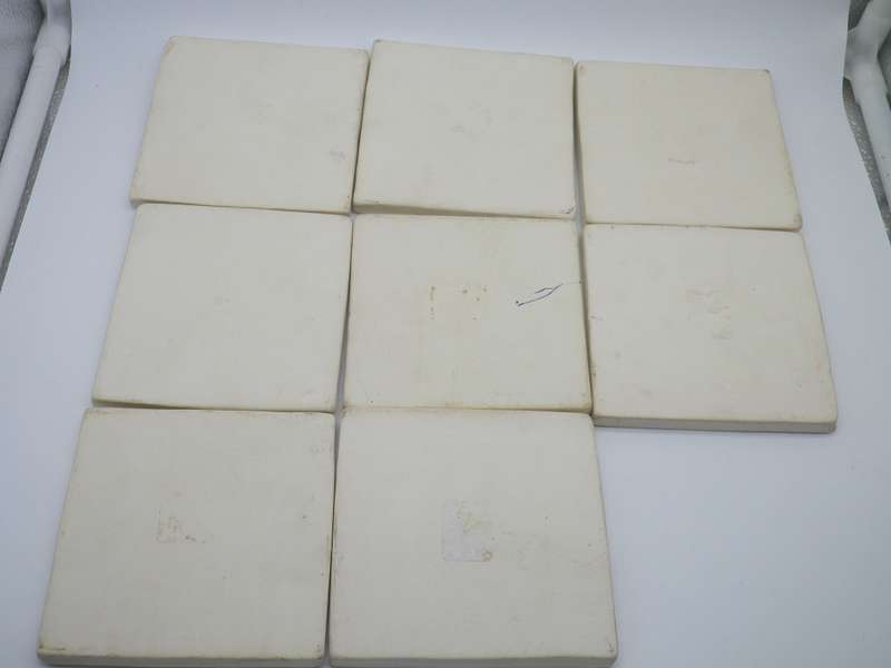 EIGHT Hand Made 10cm square glazed ceramic tiles. Lovely!