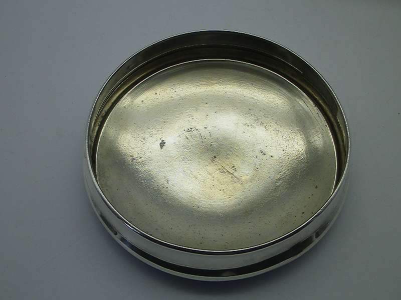 French 1920s SJ Viard Glass powder bowl & hallmarked silver & enamel lid Birmingham 1931