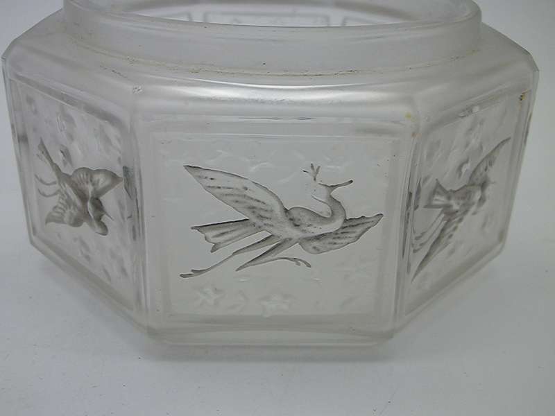 French 1920s SJ Viard Glass powder bowl & hallmarked silver & enamel lid Birmingham 1931