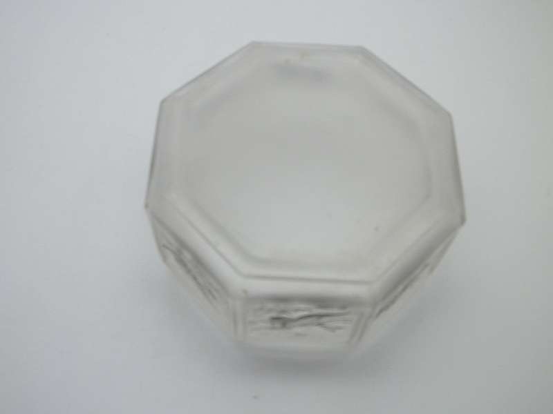 French 1920s SJ Viard Glass powder bowl & hallmarked silver & enamel lid Birmingham 1931