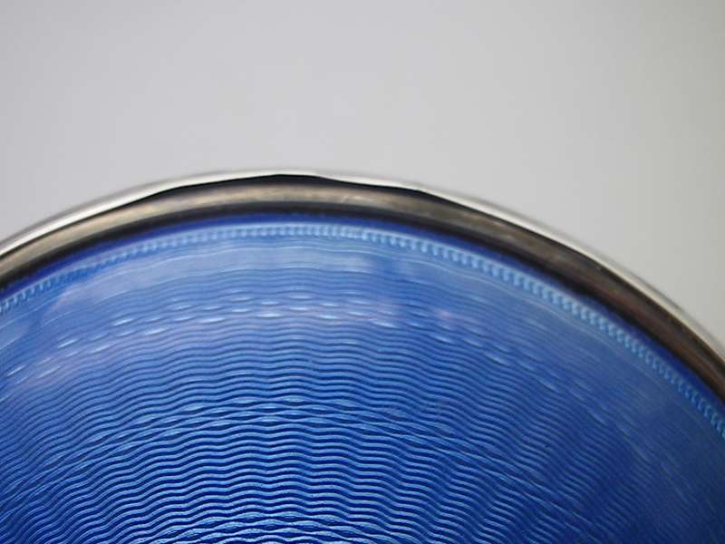 French 1920s SJ Viard Glass powder bowl & hallmarked silver & enamel lid Birmingham 1931