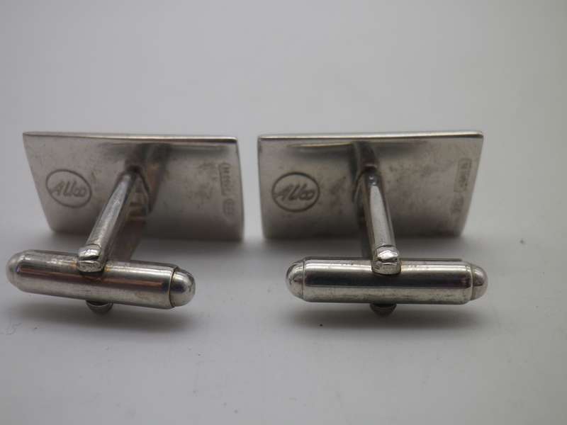 Sterling Silver & enamel cufflinks. Good Quality.  19.4g 2.4 x1.4