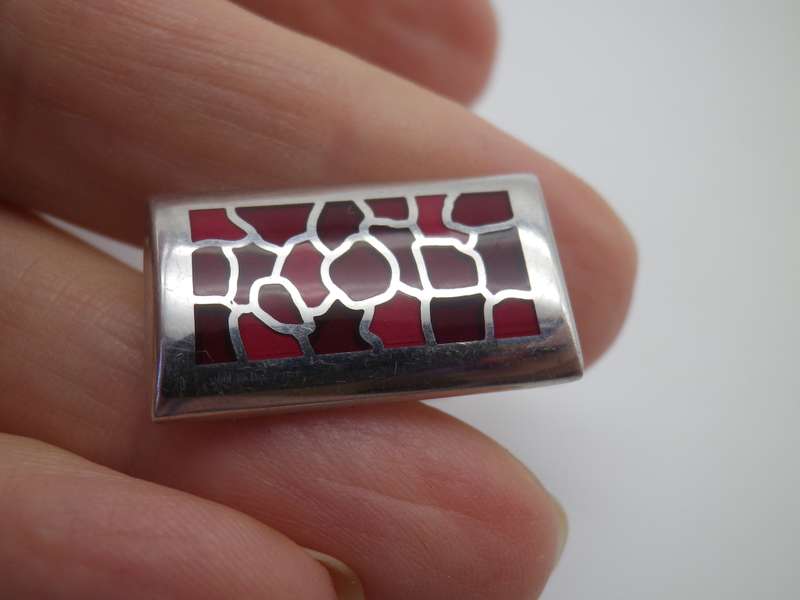 Sterling Silver & enamel cufflinks. Good Quality.  19.4g 2.4 x1.4
