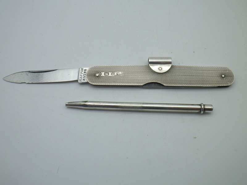 Hallmarked Sterling Silver penknife & pencil combo. Mappin & Webb Birmingham 1931
