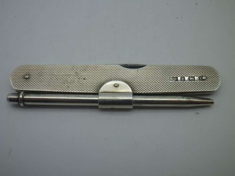 Hallmarked Sterling Silver penknife & pencil combo. Mappin & Webb Birmingham 1931
