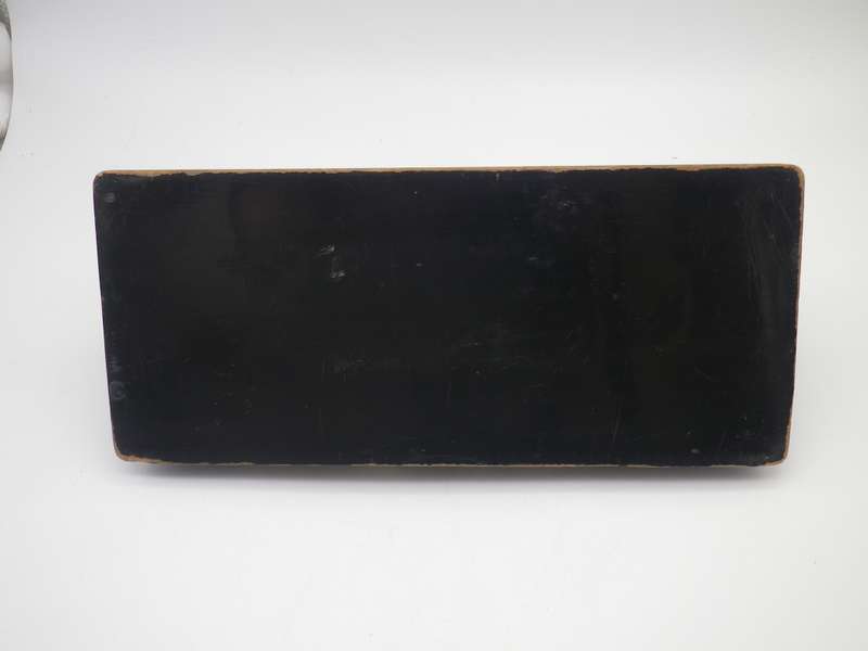 Unusual Vintage Chinese silver plate (or white metal & Black Laquer  DRAGON design Triple inkwell.