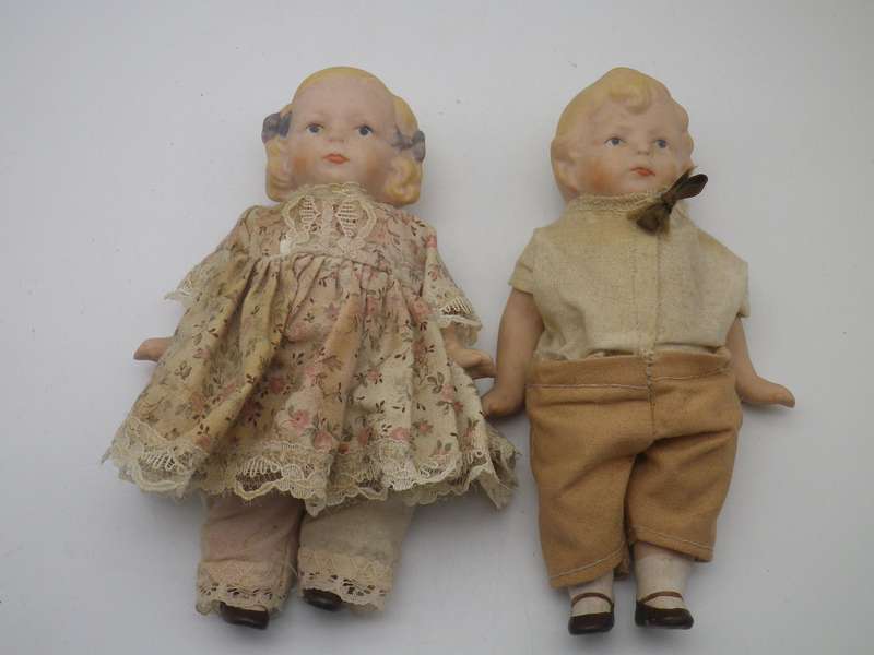 TWO Vintage 1992 Porcelain dolls. Named & Numbered. 15cms