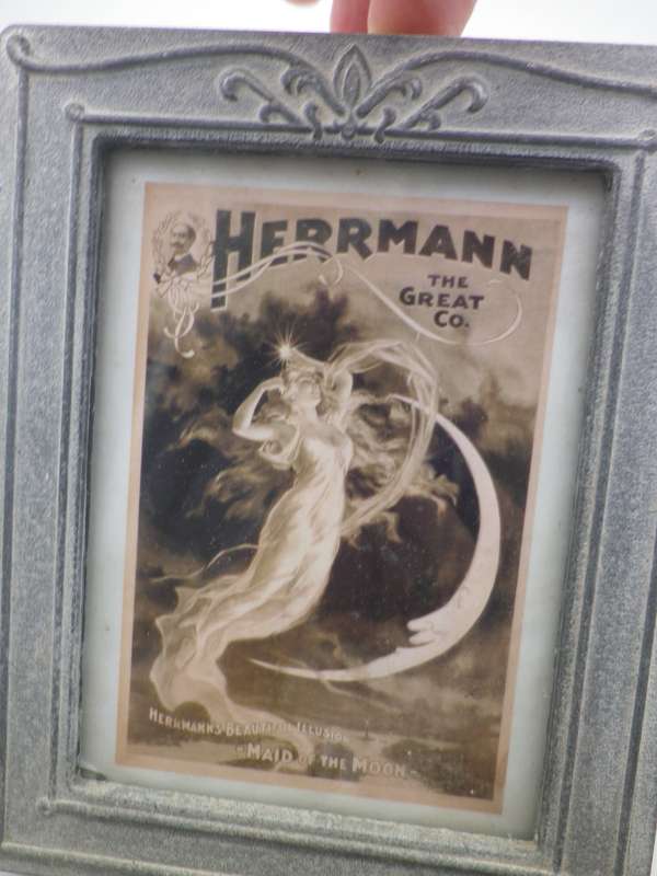 Pair ART NOUVEAU design heavy grey metal pewter? standing frames with interesting Art Nouveau prints
