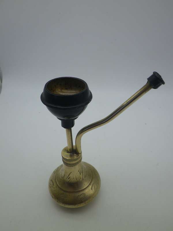 Small Original Indian Brass Hash Pipe. 12cm tall