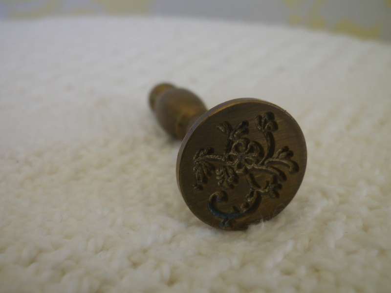 Small Vintage Brass Wax seal. Flower engraving