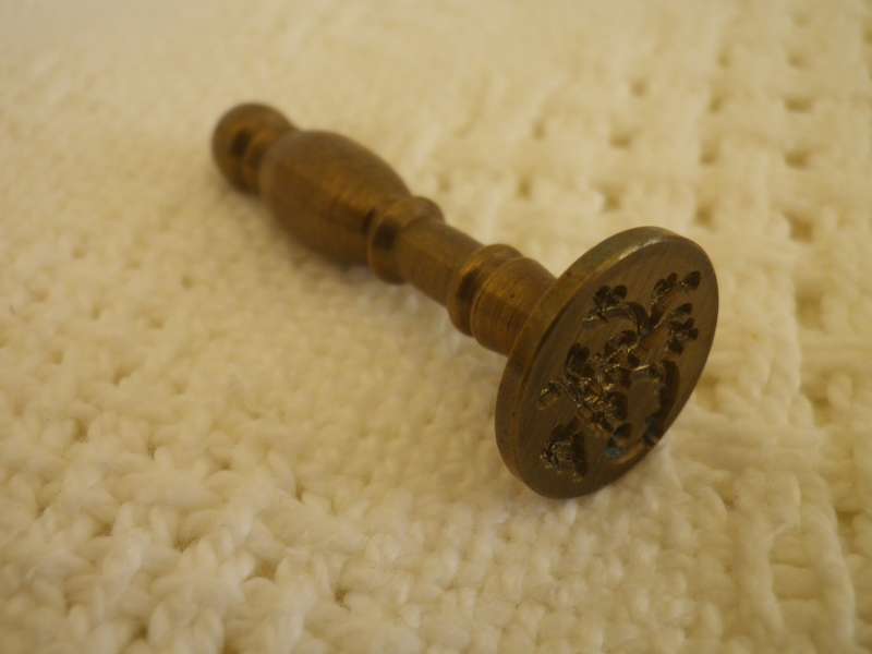Small Vintage Brass Wax seal. Flower engraving