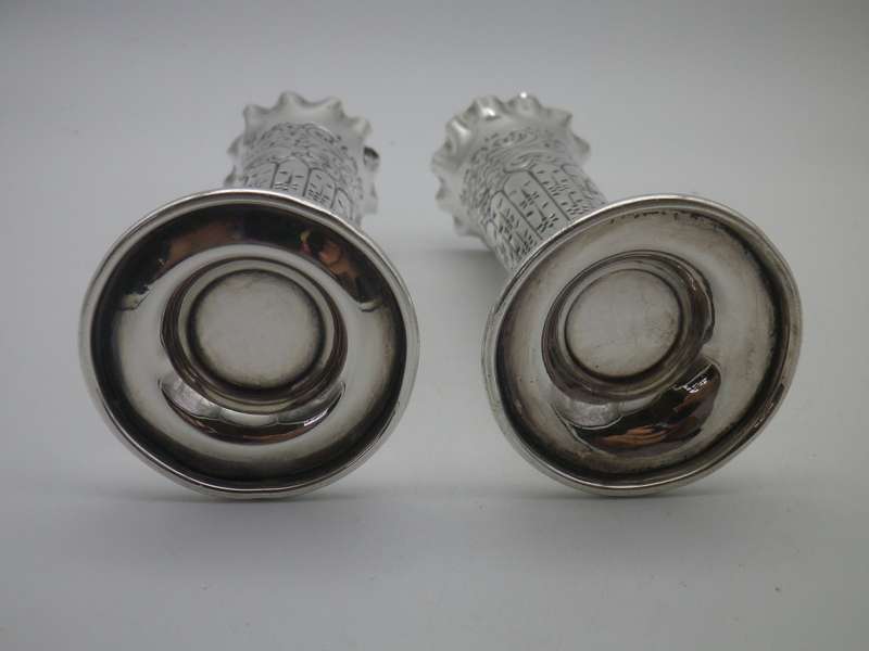 Pair Antique Hallmarked Silver BUD VASES. Sheffield 1898. Maker: Atkin Brothers 107g