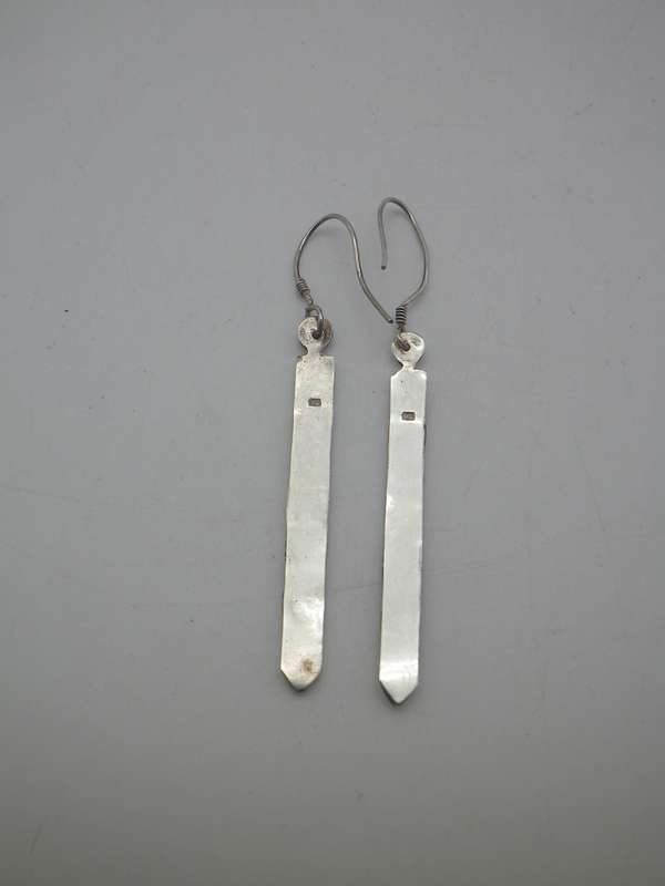 Gorgeous Pair Sterling Silver & (possibly 9ct gold?) designer drop earrings.