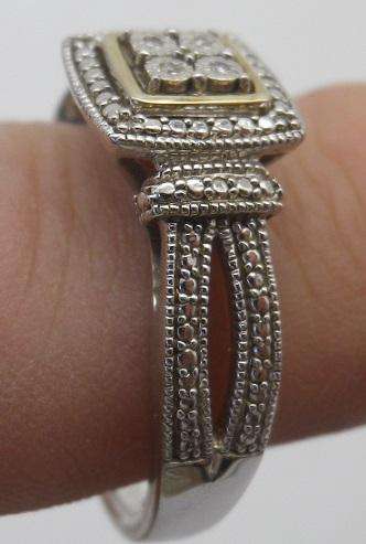 Beautiful VINTAGE STERLING SILVER, GOLD & CZ 3 piece Wedding Style Ring!! American Swiss Size g