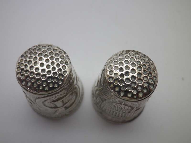 Pair Hallmarked Silver THIMBLES Charles & Diana's Wedding (Sad) 7g  Birmingham 1981 Boxed