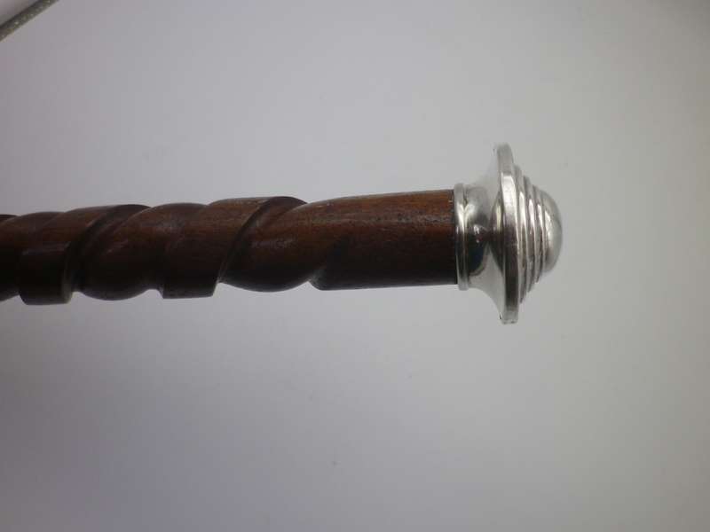 Vintage 800 Silver Top Carved Wood Walking Stick Cane Bechte G. Pforzheim 87cm