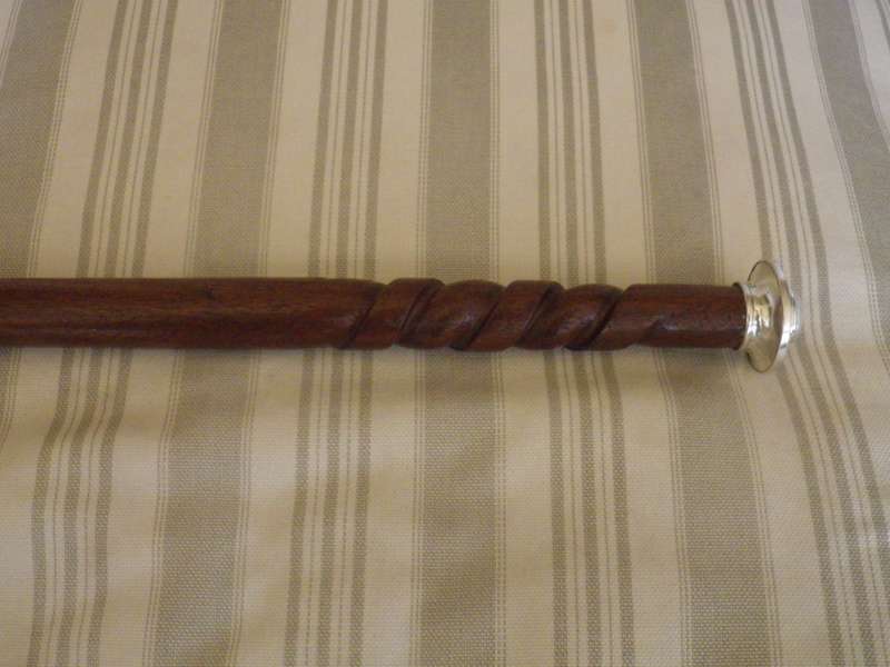 Vintage 800 Silver Top Carved Wood Walking Stick Cane Bechte G. Pforzheim 87cm