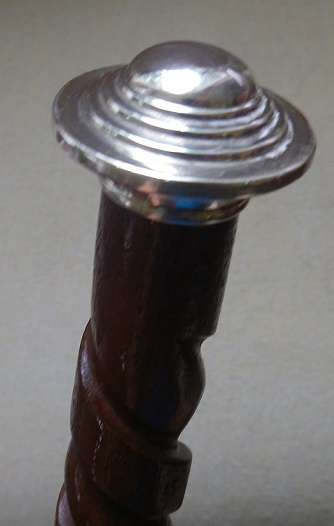 Vintage 800 Silver Top Carved Wood Walking Stick Cane Bechte G. Pforzheim 87cm