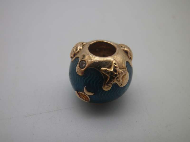 PANDORA glass & Rose Gold plated charm. Original. Stamped. OCEAN THEME (no 1)