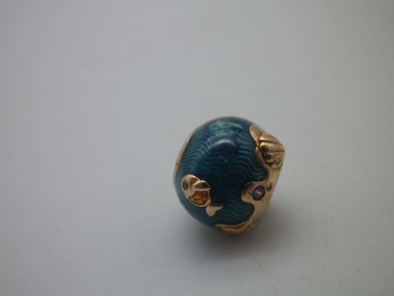PANDORA glass & Rose Gold plated charm. Original. Stamped. OCEAN THEME (no 1)