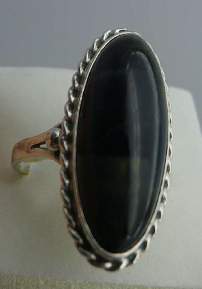 Sterling Silver & BLUE TIGERS EYE Vintage ring. Size M. 5.32g