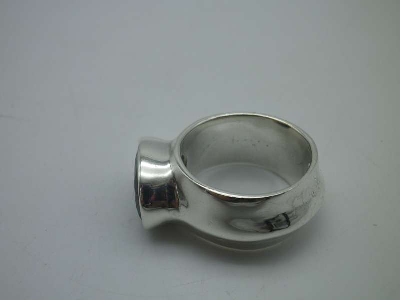 Chunky Sterling Silver & Onyx Ring Size: O.  14g