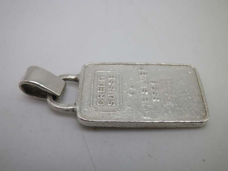 Credit Suisse 999 Silver pendant, 5 grams. Made in Switzerland