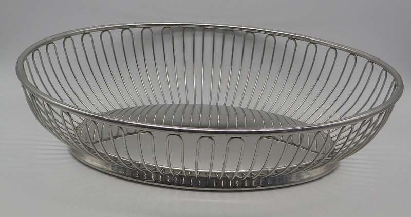 ALESSI ITALY Designer 18/10 Stainless Steel Vintage Oval Wire basket for bread or fruit