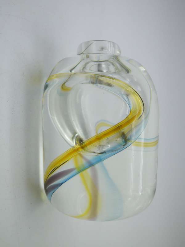 DAVID READE Glass Scent perfume bottle with stopper.  Designer SA ART GLASS 10 x 4.5cm
