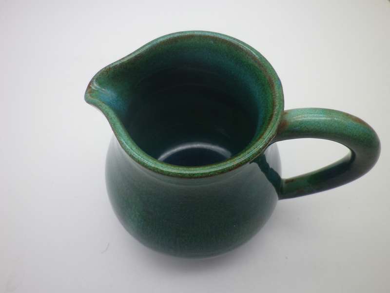 LINNWARE JUG-GREEN GLAZE ICONIC SA Pottery. 10CM TALL