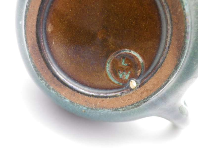 LINNWARE JUG-GREEN GLAZE ICONIC SA Pottery. 10CM TALL