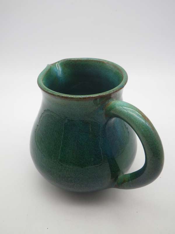 LINNWARE JUG-GREEN GLAZE ICONIC SA Pottery. 10CM TALL